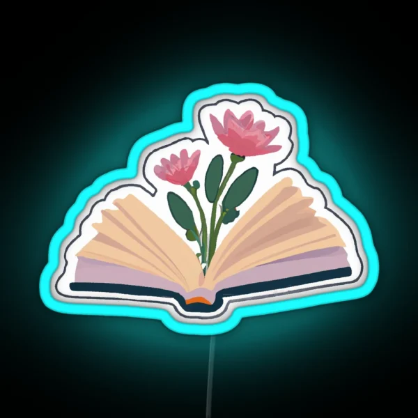 Open Book With Flowers RGB Neon Sign