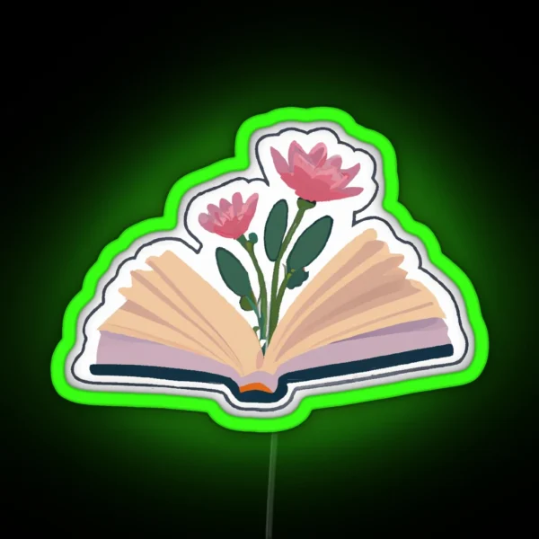Open Book With Flowers RGB Neon Sign