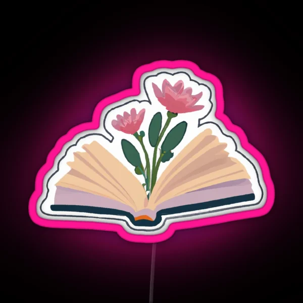 Open Book With Flowers RGB Neon Sign