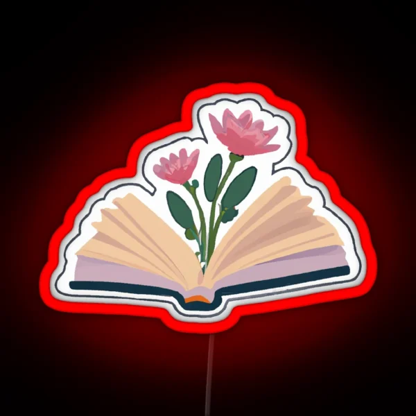 Open Book With Flowers RGB Neon Sign