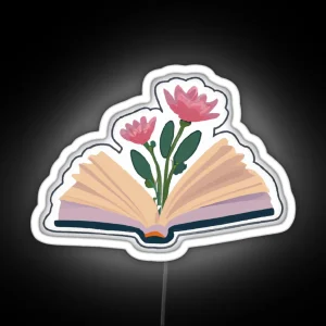 Open Book With Flowers RGB Neon Sign