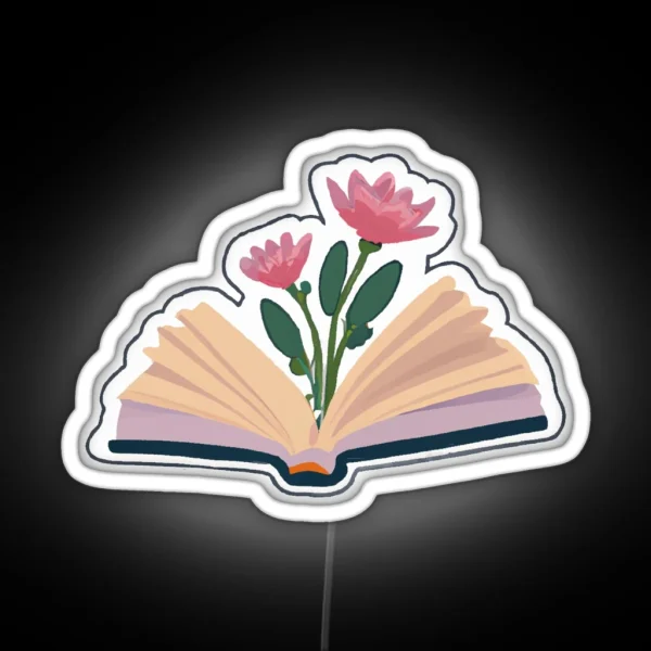 Open Book With Flowers RGB Neon Sign