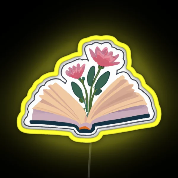 Open Book With Flowers RGB Neon Sign