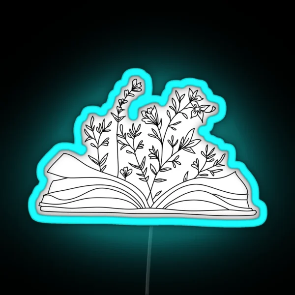 Open Book With Flowers RGB Neon Sign