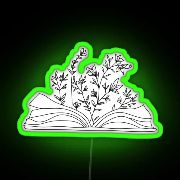 Open Book With Flowers RGB Neon Sign