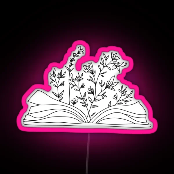 Open Book With Flowers RGB Neon Sign