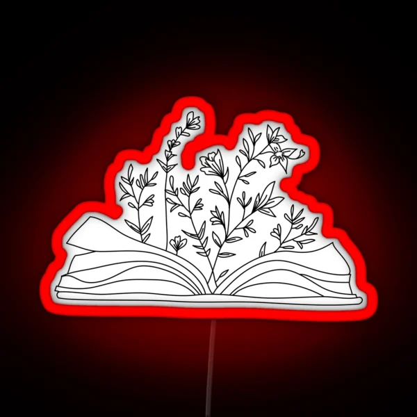 Open Book With Flowers RGB Neon Sign