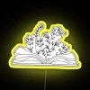 RGB Neon Sign Open Book Decor with Vibrant Flowers Blooming