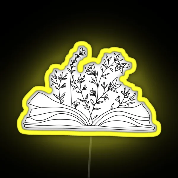 Open Book With Flowers RGB Neon Sign