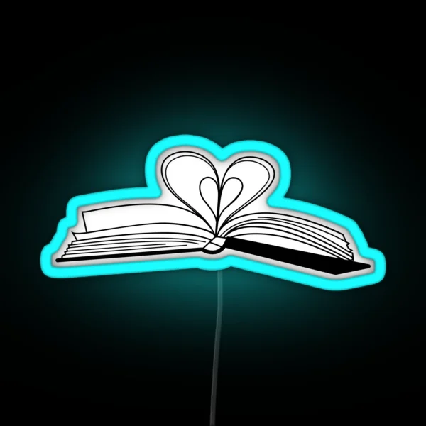 Open Book With Heart RGB Neon Sign