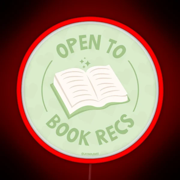 Open To Book Recs Aesthetic Pastel Lime Green Bookish Hearts For Kindle Reading Girl Tbr RGB Neon Sign