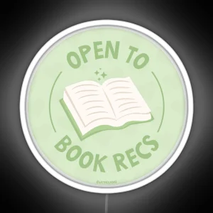 Open To Book Recs Aesthetic Pastel Lime Green Bookish Hearts For Kindle Reading Girl Tbr RGB Neon Sign