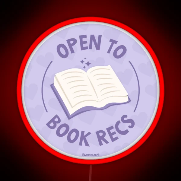 Open To Book Recs Aesthetic Pastel Purple Bookish Hearts For Kindle Reading Girl Tbr RGB Neon Sign