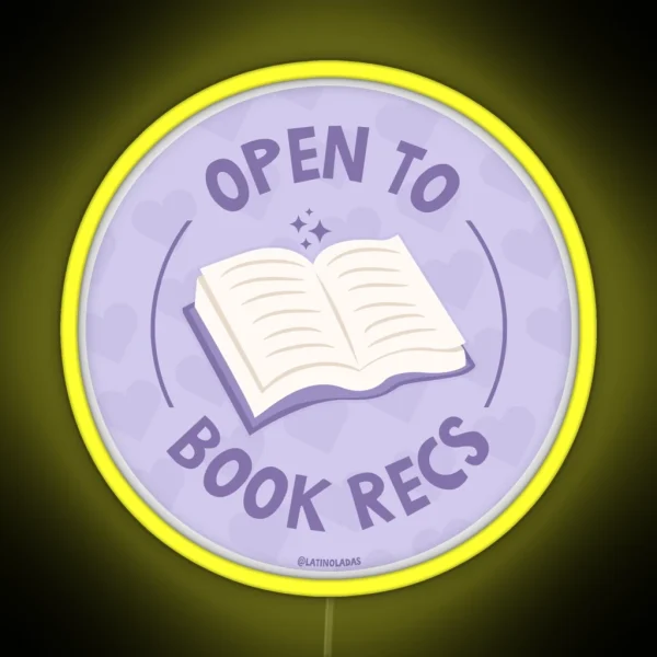 Open To Book Recs Aesthetic Pastel Purple Bookish Hearts For Kindle Reading Girl Tbr RGB Neon Sign