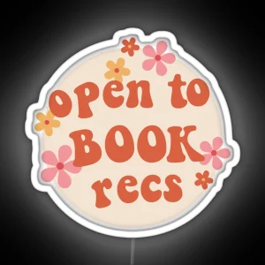 Open To Book Recs RGB Neon Sign