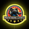 RGB neon sign with humorous military-themed humor and edginess