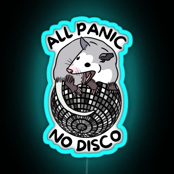 Opossum All Panic No Disco Funny Screaming RGB Neon Sign