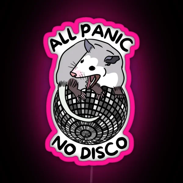 Opossum All Panic No Disco Funny Screaming RGB Neon Sign