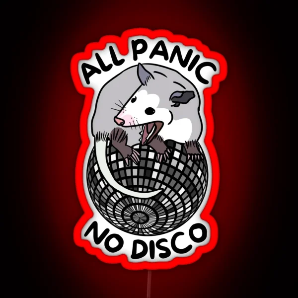 Opossum All Panic No Disco Funny Screaming RGB Neon Sign