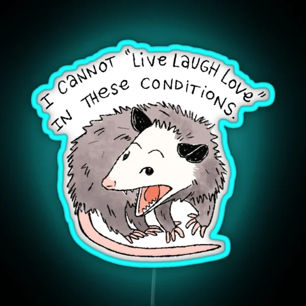 Opossum Live Laugh Love RGB Neon Sign