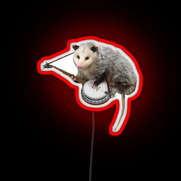 Opossum Playing Banjo RGB Neon Sign
