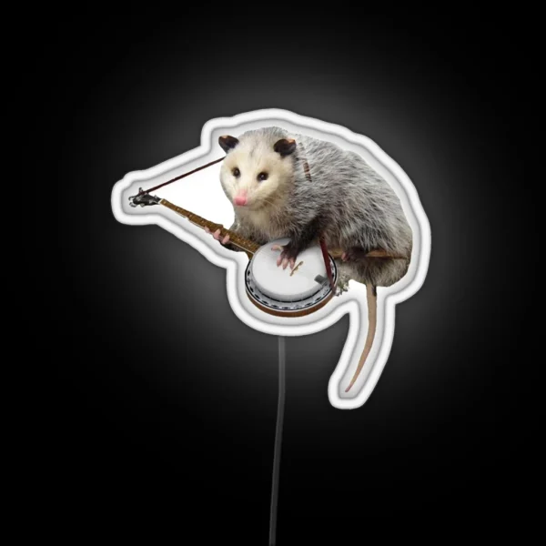 Opossum Playing Banjo RGB Neon Sign