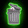 Whimsical Opossum Trash Cat Neon Sign in RGB Color Scheme