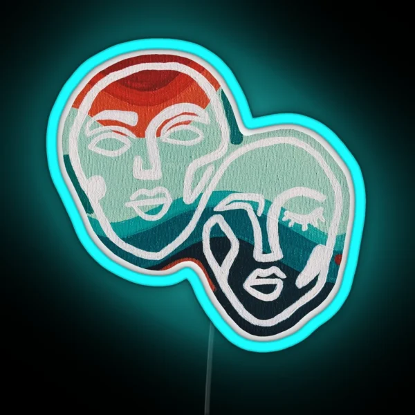Orange And Blue Abstract Faces Led RGB Neon Sign