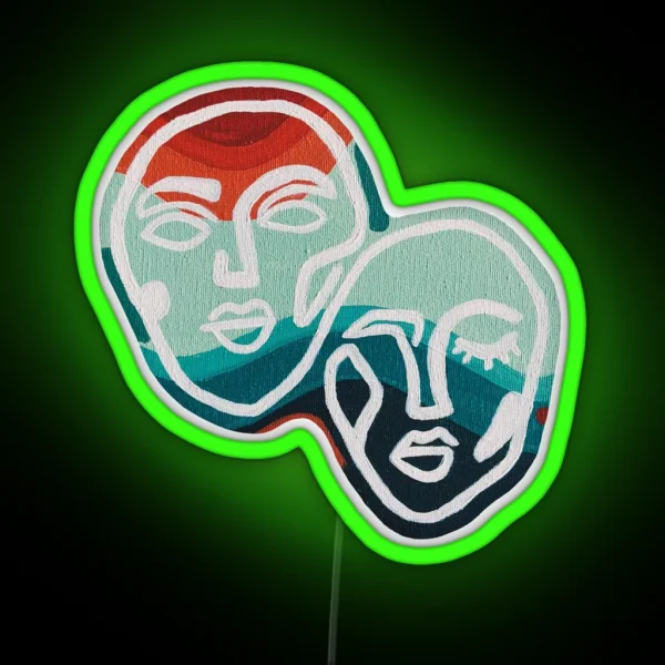Orange And Blue Abstract Faces Led RGB Neon Sign