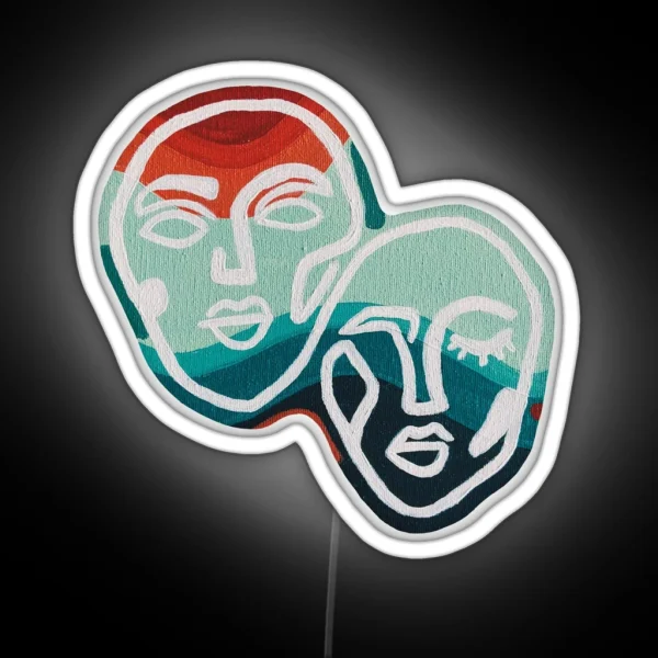 Orange And Blue Abstract Faces Led RGB Neon Sign