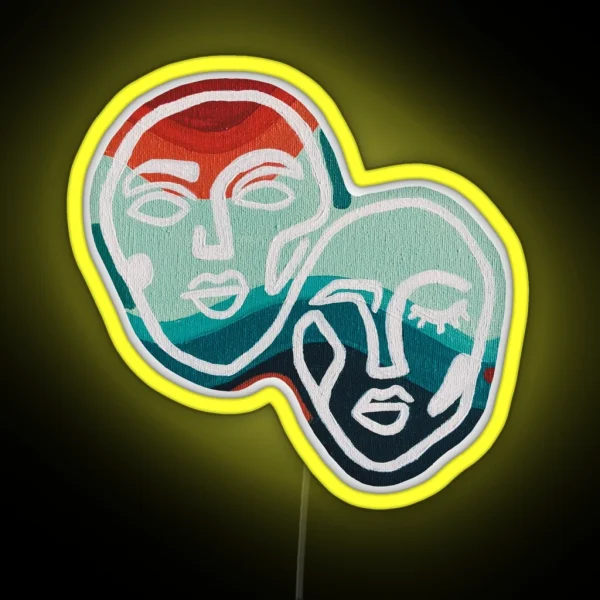 Orange And Blue Abstract Faces Led RGB Neon Sign