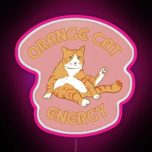 Orange Cat Energy Meme RGB Neon Sign