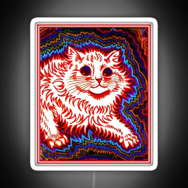 ORANGE CAT Vintage Louis Wain Abstract Psychedelic Print RGB Neon Sign