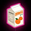 Vibrant Orange Juice Carton Inspired Neon Sign with Colorful RGB Lighting