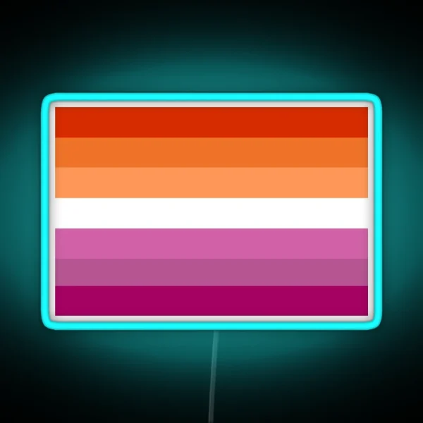 Orange Magenta Lines Lesbian Pride Flag Butch Femme RGB Neon Sign