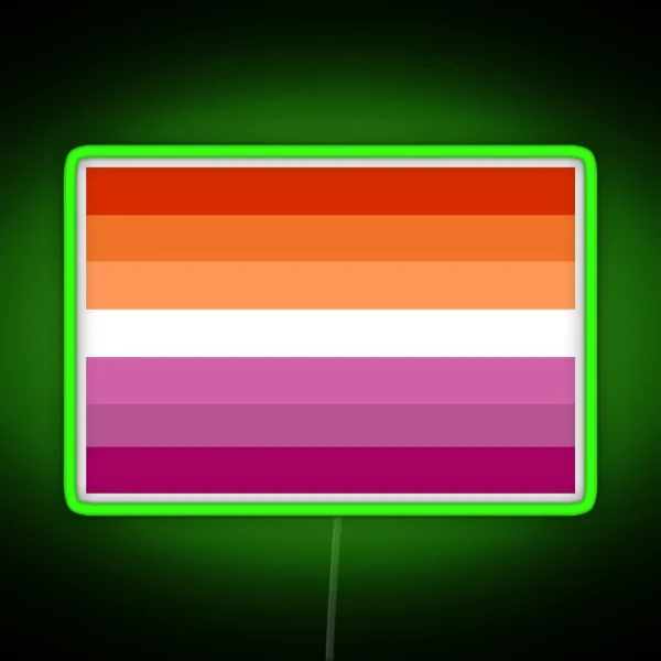 Orange Magenta Lines Lesbian Pride Flag Butch Femme RGB Neon Sign
