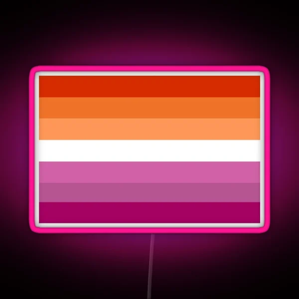 Orange Magenta Lines Lesbian Pride Flag Butch Femme RGB Neon Sign