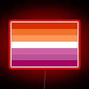 Orange Magenta Lines Lesbian Pride Flag Butch Femme Pride Flag RGB Neon Sign