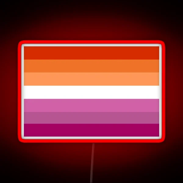 Orange Magenta Lines Lesbian Pride Flag Butch Femme RGB Neon Sign