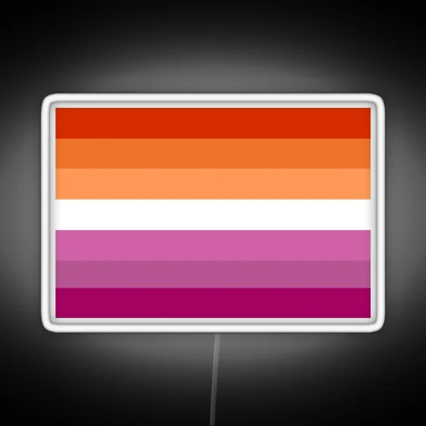 Orange Magenta Lines Lesbian Pride Flag Butch Femme RGB Neon Sign