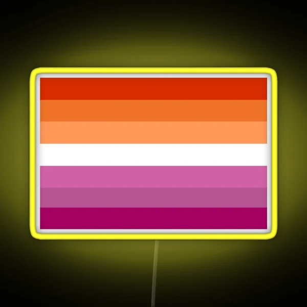 Orange Magenta Lines Lesbian Pride Flag Butch Femme RGB Neon Sign