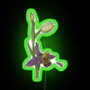 Neon sign featuring colorful bee and orchid floral design artwork