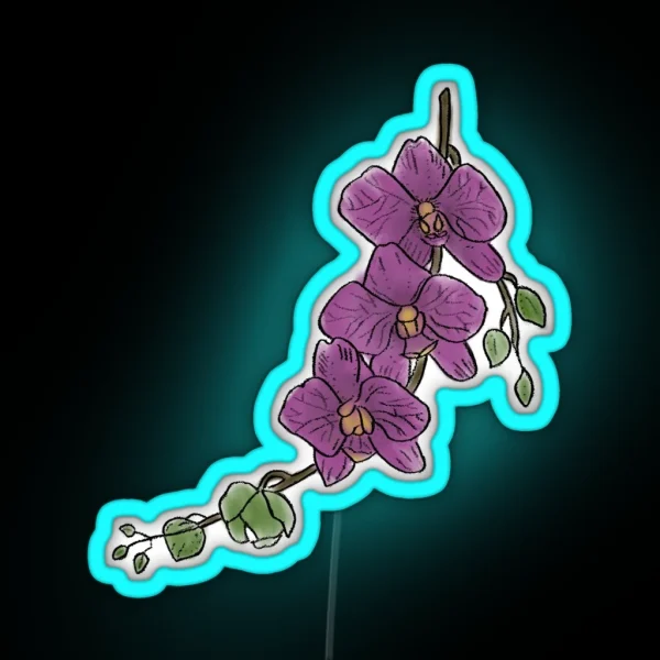 Orchid Branch Color RGB Neon Sign