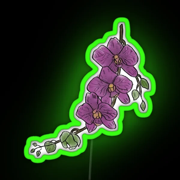 Orchid Branch Color RGB Neon Sign
