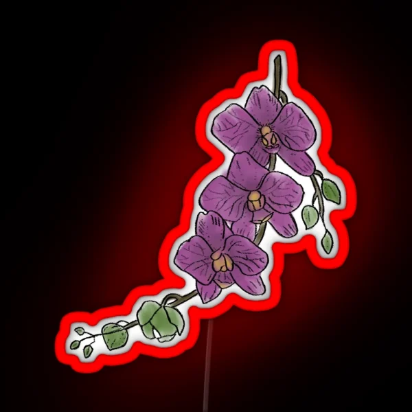 Orchid Branch Color RGB Neon Sign