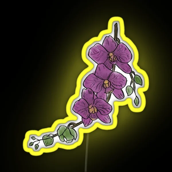 Orchid Branch Color RGB Neon Sign
