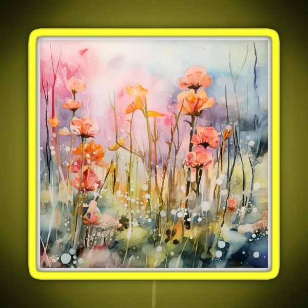 Orchid Dreams Expressive Watercolor Art For Plant RGB Neon Sign
