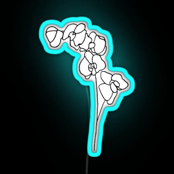 Orchid Flowers Drawing RGB Neon Sign