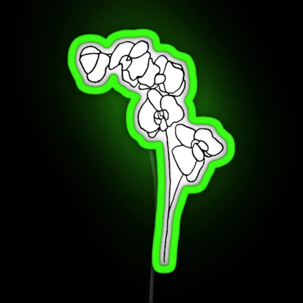 Orchid Flowers Drawing RGB Neon Sign
