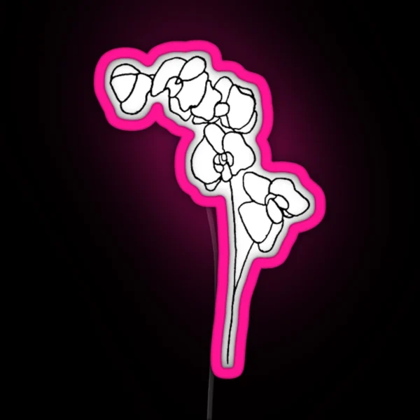 Orchid Flowers Drawing RGB Neon Sign